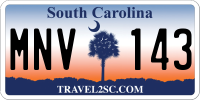 SC license plate MNV143