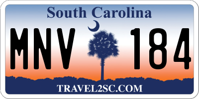 SC license plate MNV184