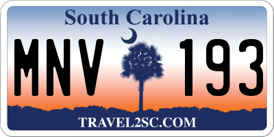 SC license plate MNV193