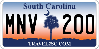 SC license plate MNV200