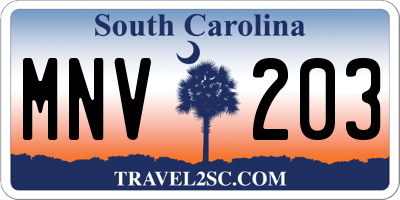 SC license plate MNV203