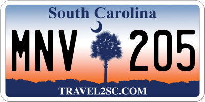 SC license plate MNV205