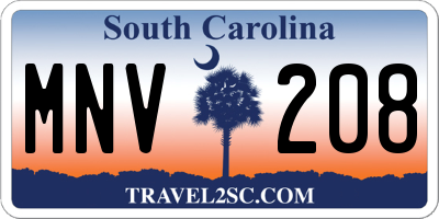 SC license plate MNV208