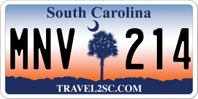 SC license plate MNV214