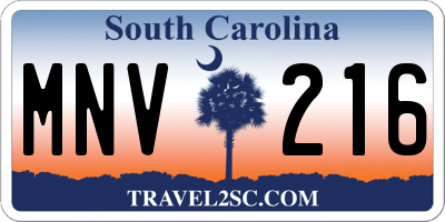 SC license plate MNV216