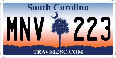 SC license plate MNV223