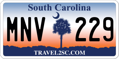 SC license plate MNV229