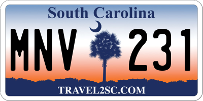 SC license plate MNV231
