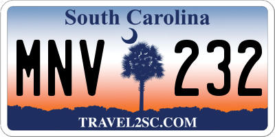 SC license plate MNV232