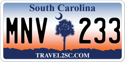 SC license plate MNV233