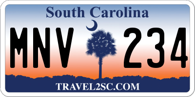 SC license plate MNV234