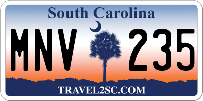 SC license plate MNV235