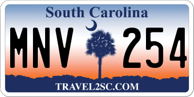 SC license plate MNV254