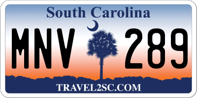 SC license plate MNV289