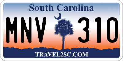 SC license plate MNV310