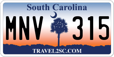 SC license plate MNV315
