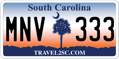 SC license plate MNV333