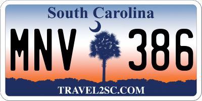 SC license plate MNV386