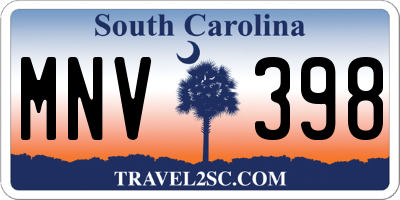 SC license plate MNV398