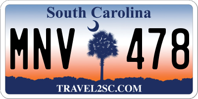 SC license plate MNV478