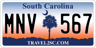 SC license plate MNV567