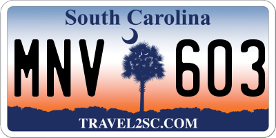 SC license plate MNV603