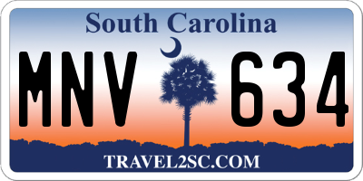 SC license plate MNV634