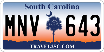 SC license plate MNV643