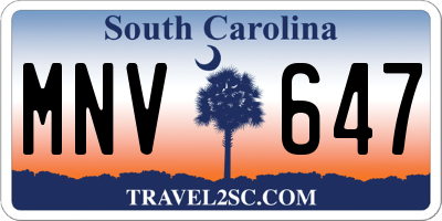 SC license plate MNV647