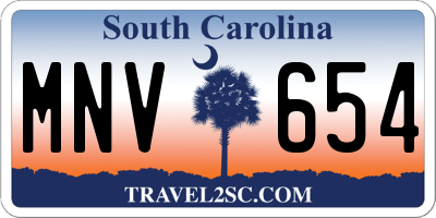 SC license plate MNV654