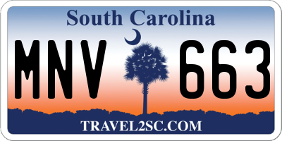 SC license plate MNV663