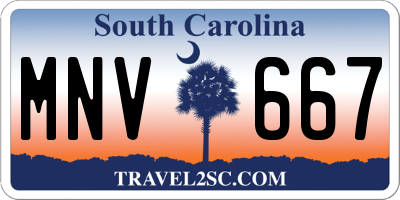 SC license plate MNV667