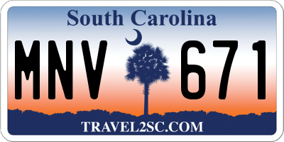 SC license plate MNV671