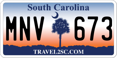 SC license plate MNV673