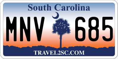 SC license plate MNV685