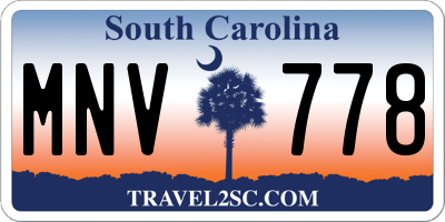 SC license plate MNV778