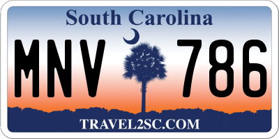 SC license plate MNV786