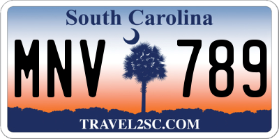 SC license plate MNV789