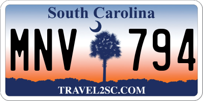 SC license plate MNV794