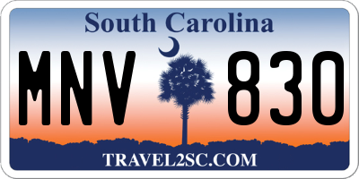 SC license plate MNV830