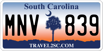 SC license plate MNV839