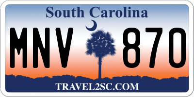 SC license plate MNV870