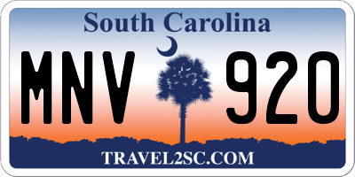 SC license plate MNV920