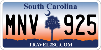 SC license plate MNV925