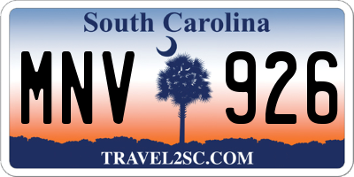 SC license plate MNV926