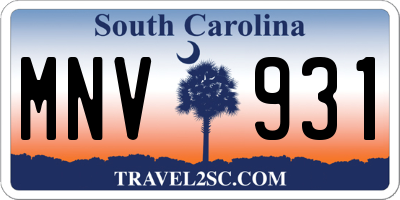 SC license plate MNV931