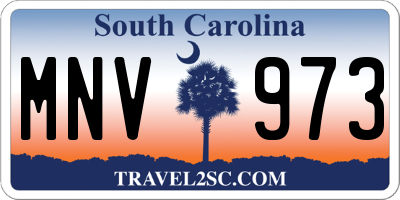 SC license plate MNV973