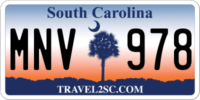 SC license plate MNV978