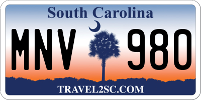 SC license plate MNV980