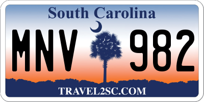 SC license plate MNV982